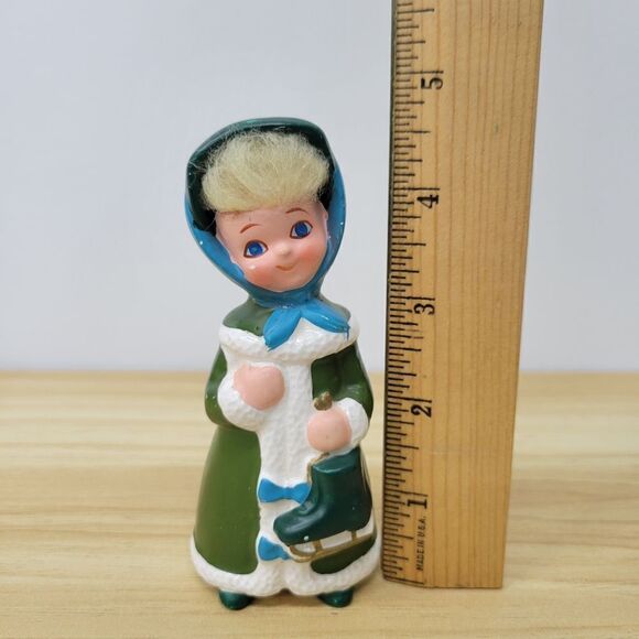 Vintage Napco Green Girl Figurine With Synthetic Hair - Picture 5 of 7